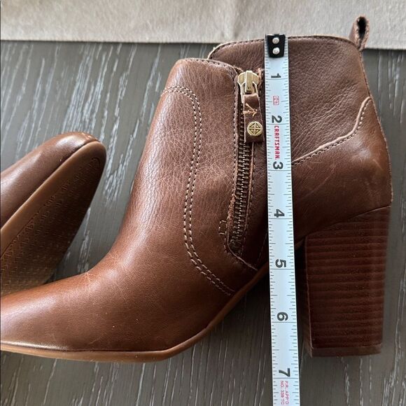 ANTONIO MELANI HARLEN Brown Leather Ankle Boots Block Heel Versatile Size 6 EUC - Picture 9 of 12